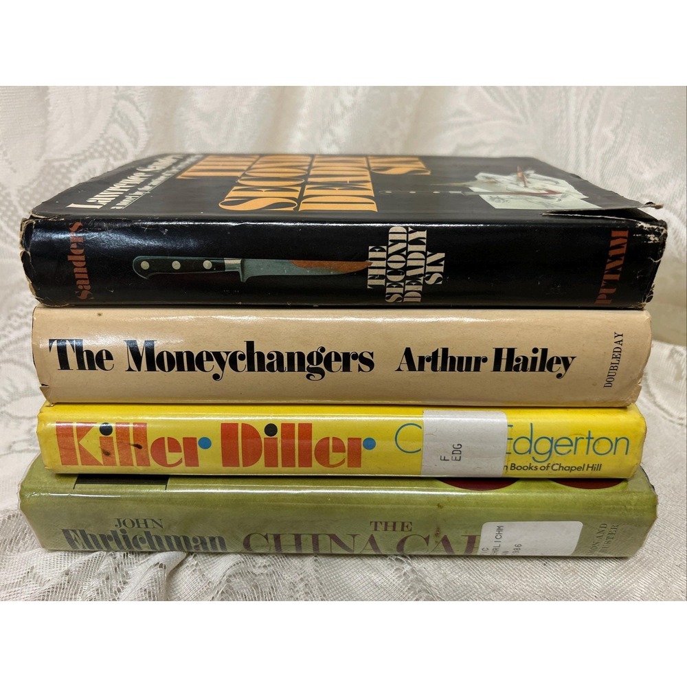 VINTAGE BOOKS Lot Of 4 HCDJ Novels 1970's-1980's Display‎ Staging Great Reading
